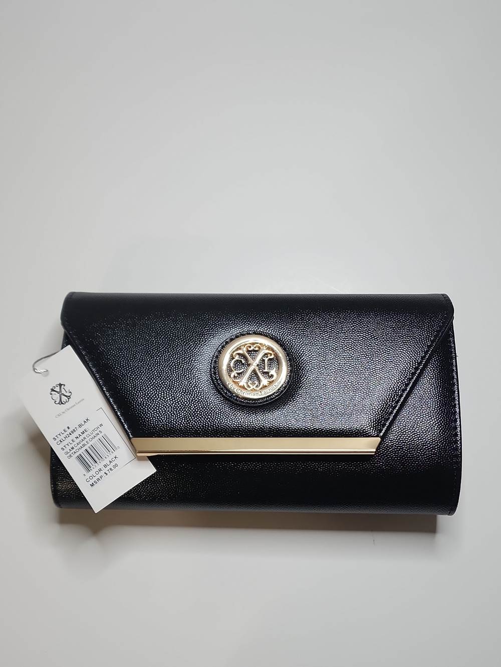 ⭐️NWT CXL by Christian Lacroix Glam Caviar Clutch In Black w/ Gold, MSRP $78⭐️